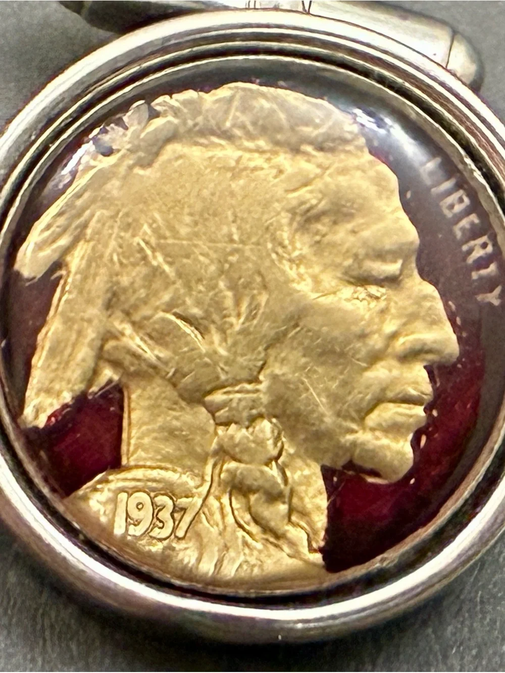 Vintage WEH Walter E Hayward Sterling Silver 1937 Buffalo Nickel Cufflinks